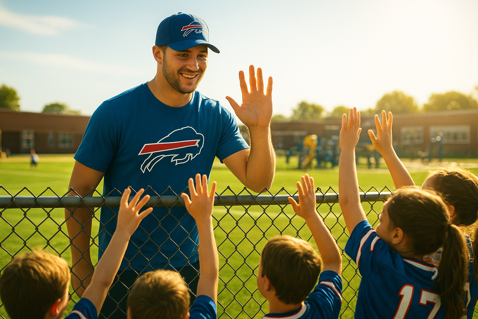 Josh Allen Visits School Recess, Connecting With Young Bills Fans